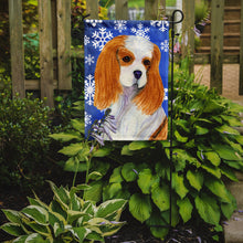 Load image into Gallery viewer, Cavalier Spaniel Winter Snowflakes Holiday Garden Flag – Decorative Outdoor Yard Flag