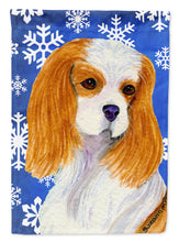 Load image into Gallery viewer, Cavalier Spaniel Winter Snowflakes Holiday Garden Flag – Decorative Outdoor Yard Flag