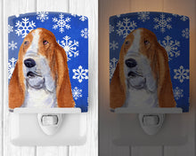 Load image into Gallery viewer, Basset Hound Winter Snowflakes Holiday Ceramic Night Light SS4666CNL