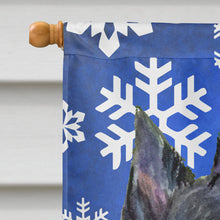 Load image into Gallery viewer, Scottish Terrier Winter Snowflakes Holiday Flag Canvas House Size