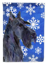 Load image into Gallery viewer, Scottish Terrier Winter Snowflakes Holiday Flag Canvas House Size