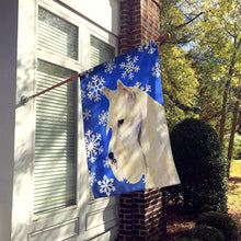 Load image into Gallery viewer, Scottish Terrier Winter Snowflakes Holiday Flag Canvas House Size