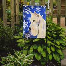 Load image into Gallery viewer, Scottish Terrier Winter Snowflakes Holiday Garden Flag – Decorative Outdoor Yard Flag