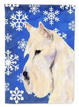 Load image into Gallery viewer, Scottish Terrier Winter Snowflakes Holiday Garden Flag – Decorative Outdoor Yard Flag