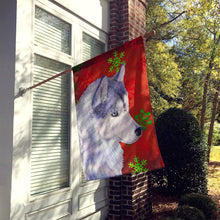 Load image into Gallery viewer, Siberian Husky Red Green Snowflakes Holiday Christmas Flag Canvas House Size