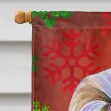 Load image into Gallery viewer, Shih Tzu Red and Green Snowflakes Holiday Christmas Flag Canvas House Size