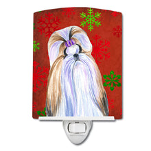 Load image into Gallery viewer, Shih Tzu Red and Green Snowflakes Holiday Christmas Ceramic Night Light SS4672CNL