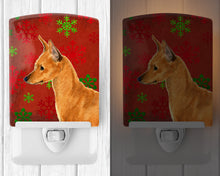 Load image into Gallery viewer, Min Pin Red and Green Snowflakes Holiday Christmas Ceramic Night Light SS4673CNL