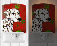 Load image into Gallery viewer, Dalmatian Red and Green Snowflakes Holiday Christmas Ceramic Night Light SS4676CNL