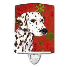 Load image into Gallery viewer, Dalmatian Red and Green Snowflakes Holiday Christmas Ceramic Night Light SS4676CNL