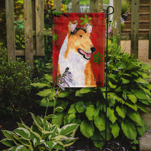 Load image into Gallery viewer, Collie Smooth Red Green Snowflakes Christmas Garden Flag – Decorative Outdoor Yard Flag