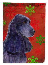 Load image into Gallery viewer, Cocker Spaniel Red Green Snowflakes Holiday Christmas Flag Canvas House Size
