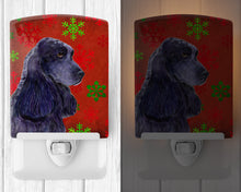 Load image into Gallery viewer, Cocker Spaniel Red Green Snowflakes Christmas Ceramic Night Light SS4678CNL
