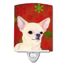 Load image into Gallery viewer, Chihuahua Red and Green Snowflakes Holiday Christmas Ceramic Night Light SS4679CNL