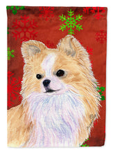 Load image into Gallery viewer, Chihuahua Red and Green Snowflakes Holiday Christmas Flag Canvas House Size