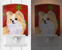 Load image into Gallery viewer, Chihuahua Red and Green Snowflakes Holiday Christmas Ceramic Night Light SS4680CNL