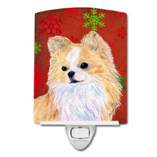 Load image into Gallery viewer, Chihuahua Red and Green Snowflakes Holiday Christmas Ceramic Night Light SS4680CNL