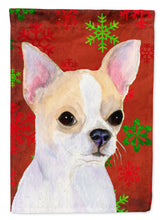 Load image into Gallery viewer, Chihuahua Red and Green Snowflakes Holiday Christmas Flag Canvas House Size