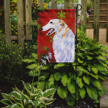 Load image into Gallery viewer, Borzoi Red and Green Snowflakes Holiday Christmas Garden Flag – Decorative Outdoor Yard Flag