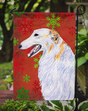 Load image into Gallery viewer, Borzoi Red and Green Snowflakes Holiday Christmas Garden Flag – Decorative Outdoor Yard Flag