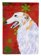 Load image into Gallery viewer, Borzoi Red and Green Snowflakes Holiday Christmas Garden Flag – Decorative Outdoor Yard Flag