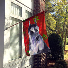 Load image into Gallery viewer, Schnauzer Red and Green Snowflakes Holiday Christmas Flag Canvas House Size