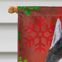 Load image into Gallery viewer, Schnauzer Red and Green Snowflakes Holiday Christmas Flag Canvas House Size
