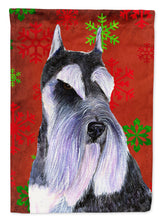 Load image into Gallery viewer, Schnauzer Red and Green Snowflakes Holiday Christmas Flag Canvas House Size