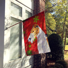 Load image into Gallery viewer, Fox Terrier Red and Green Snowflakes Holiday Christmas Flag Canvas House Size