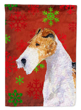 Load image into Gallery viewer, Fox Terrier Red and Green Snowflakes Holiday Christmas Flag Canvas House Size