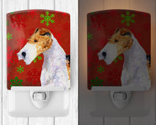 Load image into Gallery viewer, Fox Terrier Red and Green Snowflakes Holiday Christmas Ceramic Night Light SS4685CNL