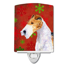 Load image into Gallery viewer, Fox Terrier Red and Green Snowflakes Holiday Christmas Ceramic Night Light SS4685CNL