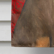 Load image into Gallery viewer, Doberman Red and Green Snowflakes Holiday Christmas Flag Canvas House Size