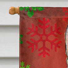 Load image into Gallery viewer, Rat Terrier Red and Green Snowflakes Holiday Christmas Flag Canvas House Size