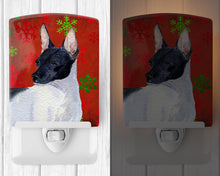 Load image into Gallery viewer, Rat Terrier Red and Green Snowflakes Holiday Christmas Ceramic Night Light SS4687CNL