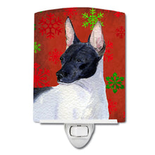 Load image into Gallery viewer, Rat Terrier Red and Green Snowflakes Holiday Christmas Ceramic Night Light SS4687CNL