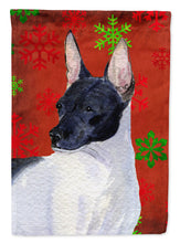 Load image into Gallery viewer, Rat Terrier Red and Green Snowflakes Holiday Christmas Garden Flag – Decorative Outdoor Yard Flag