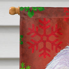 Load image into Gallery viewer, Maltese Red and Green Snowflakes Holiday Christmas Flag Canvas House Size