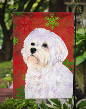 Load image into Gallery viewer, Maltese Red and Green Snowflakes Holiday Christmas Garden Flag – Decorative Outdoor Yard Flag