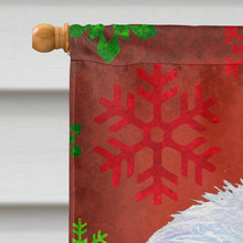 Load image into Gallery viewer, Maltese Red and Green Snowflakes Holiday Christmas Flag Canvas House Size