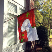 Load image into Gallery viewer, Bedlington Terrier Red Snowflakes Holiday Christmas Flag Canvas House Size