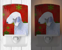 Load image into Gallery viewer, Bedlington Terrier Red and Green Snowflakes Holiday Christmas Ceramic Night Light SS4690CNL