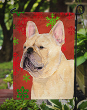 Load image into Gallery viewer, French Bulldog Red and Green Snowflakes Holiday Christmas Garden Flag – Decorative Outdoor Yard Flag