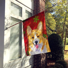 Load image into Gallery viewer, Corgi Red and Green Snowflakes Holiday Christmas Flag Canvas House Size