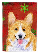 Load image into Gallery viewer, Corgi Red and Green Snowflakes Holiday Christmas Flag Canvas House Size