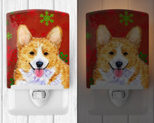 Load image into Gallery viewer, Corgi Red and Green Snowflakes Holiday Christmas Ceramic Night Light SS4693CNL