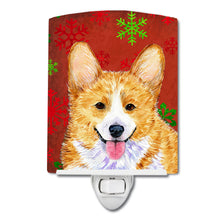Load image into Gallery viewer, Corgi Red and Green Snowflakes Holiday Christmas Ceramic Night Light SS4693CNL