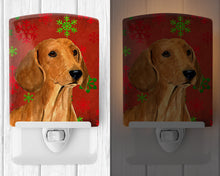 Load image into Gallery viewer, Dachshund Red and Green Snowflakes Holiday Christmas Ceramic Night Light SS4694CNL