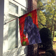 Load image into Gallery viewer, Briard Red and Green Snowflakes Holiday Christmas Flag Canvas House Size