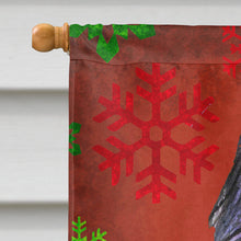 Load image into Gallery viewer, Briard Red and Green Snowflakes Holiday Christmas Flag Canvas House Size